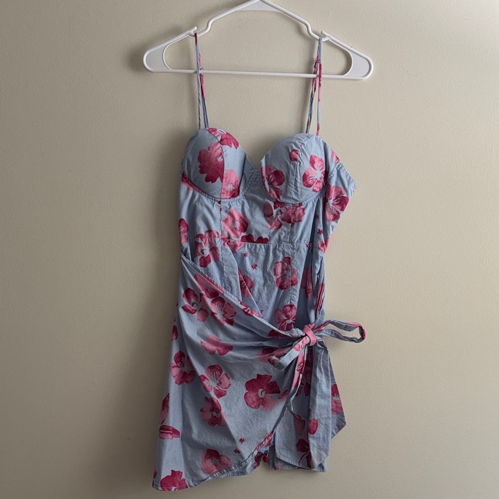 Floral Pink and Blue Women's Dress